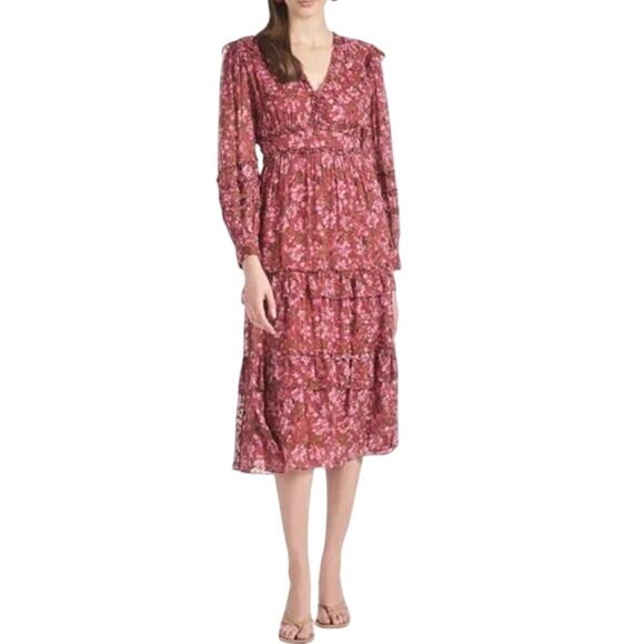 Sachin + Babi Dresses & Skirts - SACHIN + BABI Dress Size 6 Midi Red Floral NEW Ronnie Dress Bloom Long Sleeve